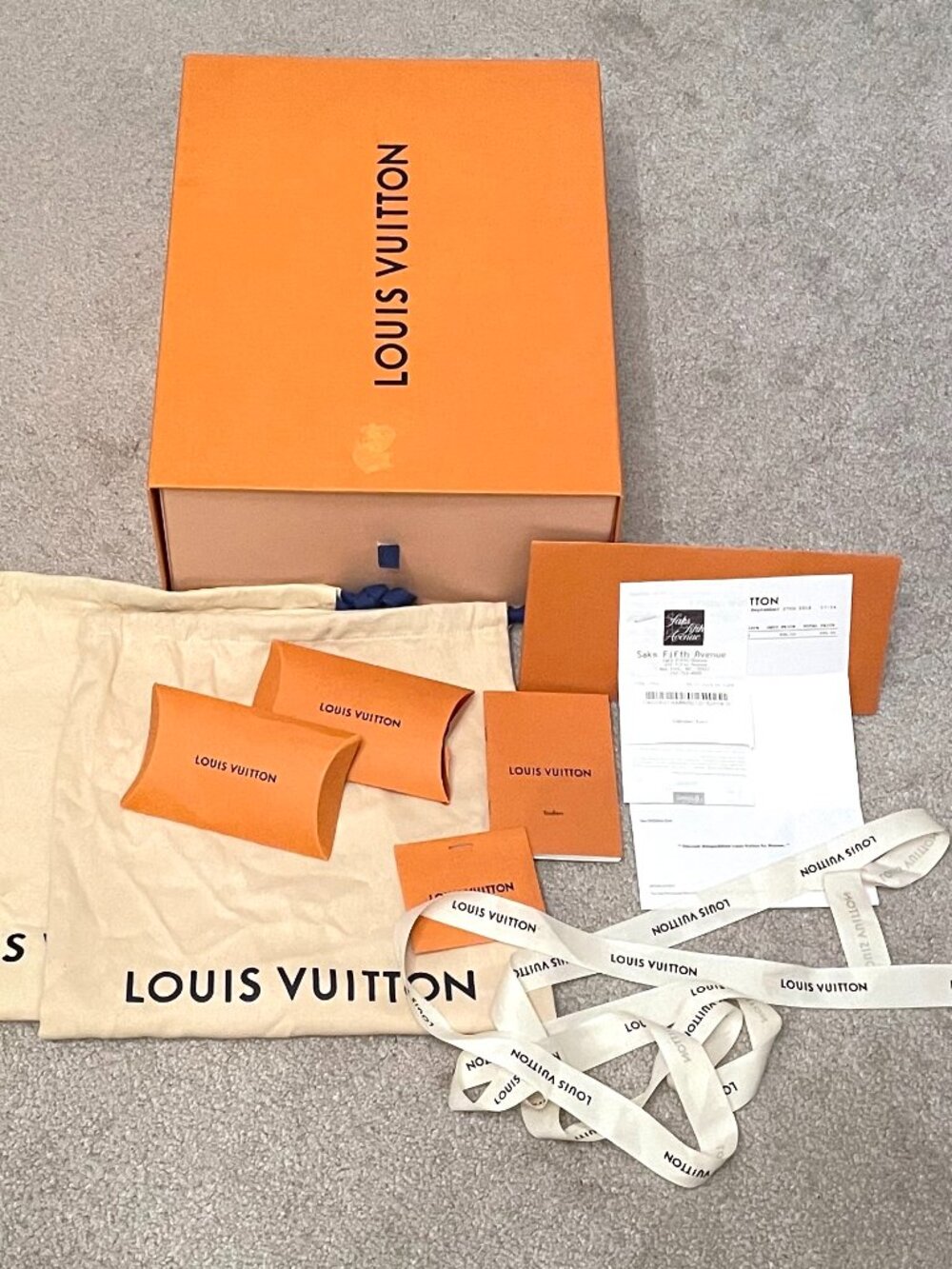 Louis Vuitton Large Shoes Empty Box, 2 Dust Bags, Extra Laces, Booklet, Receipt